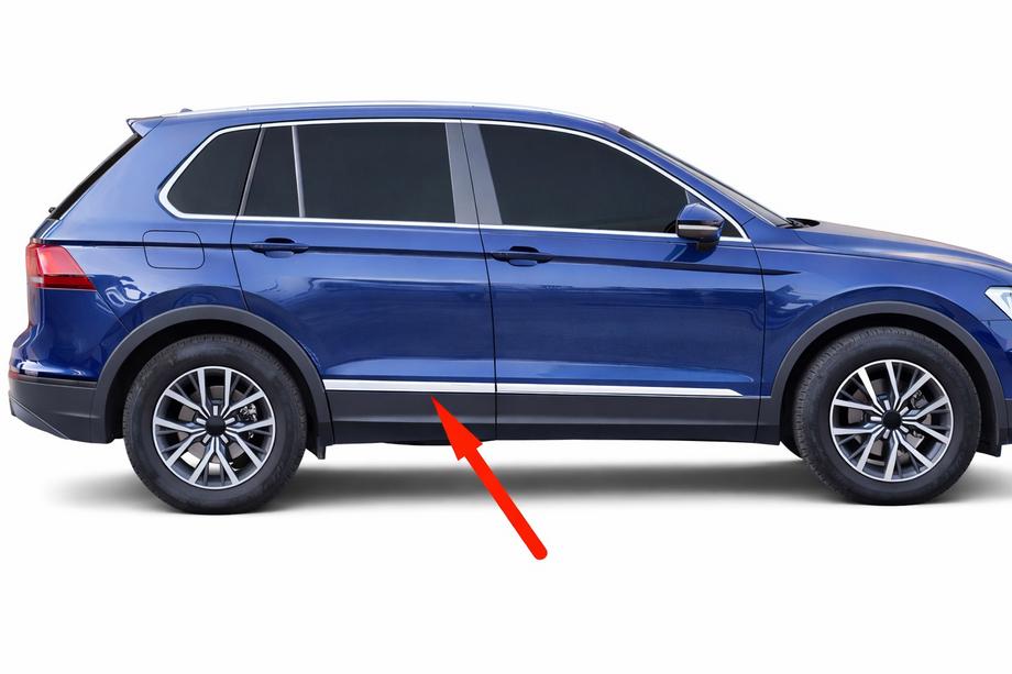 Volkswagen Tiguan 2016–2023 OmsaLine dörrlister för AllSpace (set 4 st, rostfritt stål) Image
