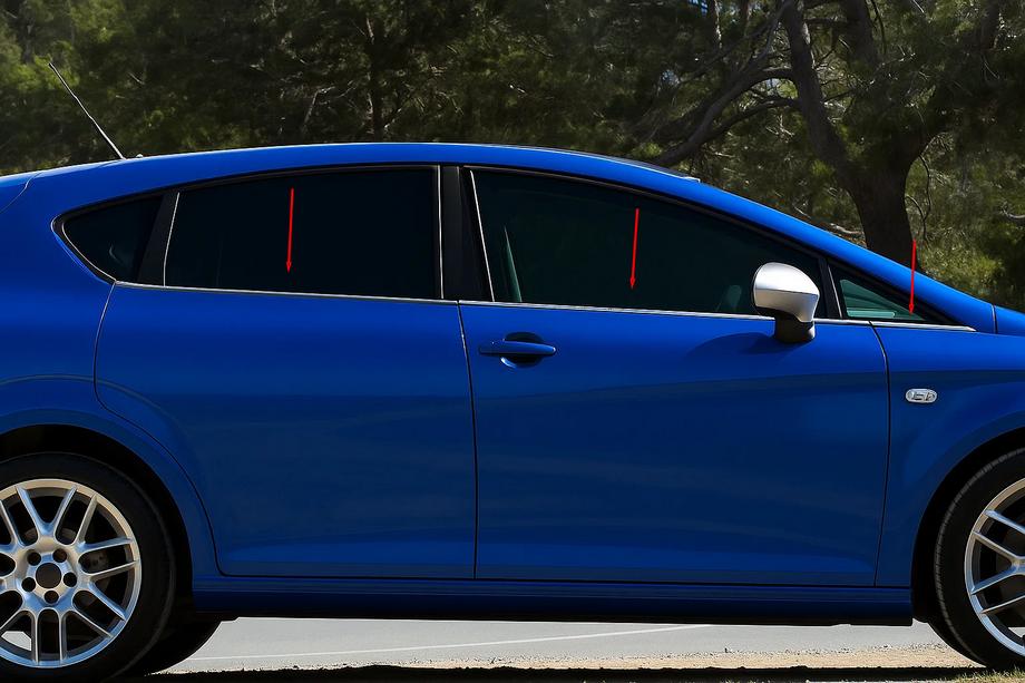 Seat Leon 2005–2012 Yttre fönsterlister Carmos (6 st, rostfritt stål) Image