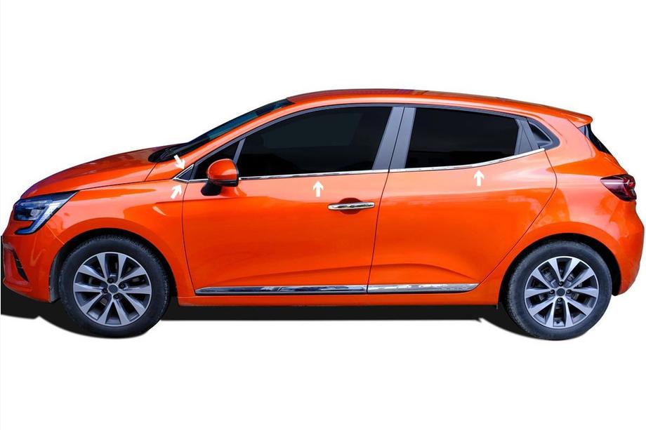 Renault Clio V 2019– Nedre kromlister för fönster (8 st, rostfritt stål) Image