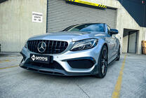 Mercedes C-class W205 2014–2021 Panamericana GT Black frontgrill (för Avantgarde/AMG-Line/C43 AMG) 2014-2021, utan kamera foto 5