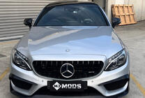 Mercedes C-class W205 2014–2021 Panamericana GT Black frontgrill (för Avantgarde/AMG-Line/C43 AMG) 2014-2021, utan kamera foto 6