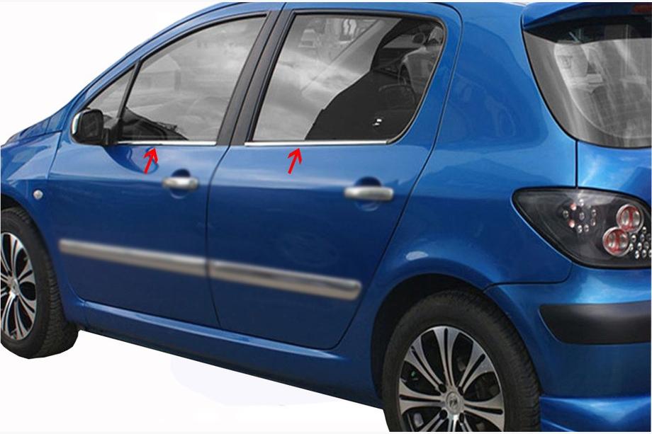 Peugeot 307 2001–2008 Yttre kromlister runt rutorna (4 st, rostfritt stål) Foto 1