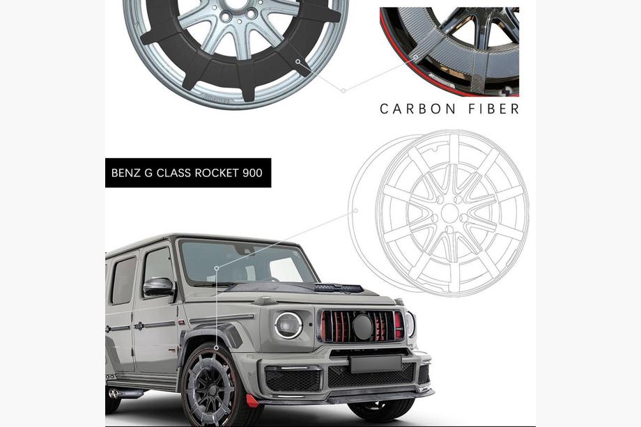 Mercedes G-Class W463 2018–2024 G900 smidda aluminium- och kolfiberfälgar (R24, 4 st) Foto 18