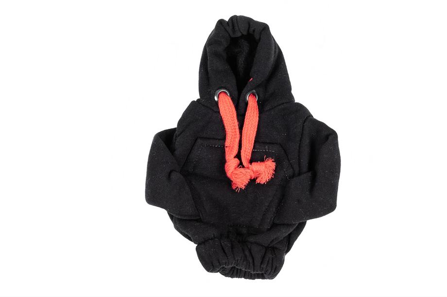 Växelspaksdamask i hoodie-stil (svart, röd snodd) Foto 3