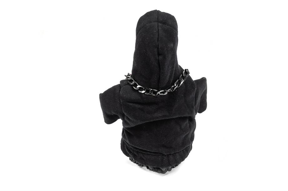 Växelspaksdamask i hoodie-stil (svart, röd snodd) Foto 4