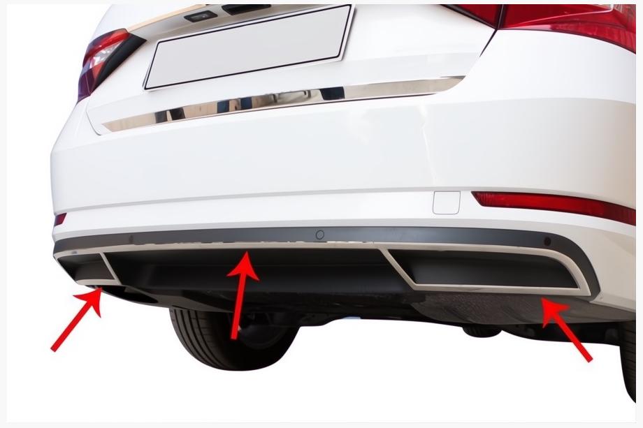 Skoda Superb 2015–2024 Carmos stötfångarändstycken (3 st, rostfritt stål) Foto 1