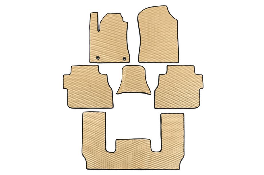 Toyota Sequoia 2007–2022 EVA bilmattor för kupén, 3 rader (beige) Mellanrad – armstöd Image