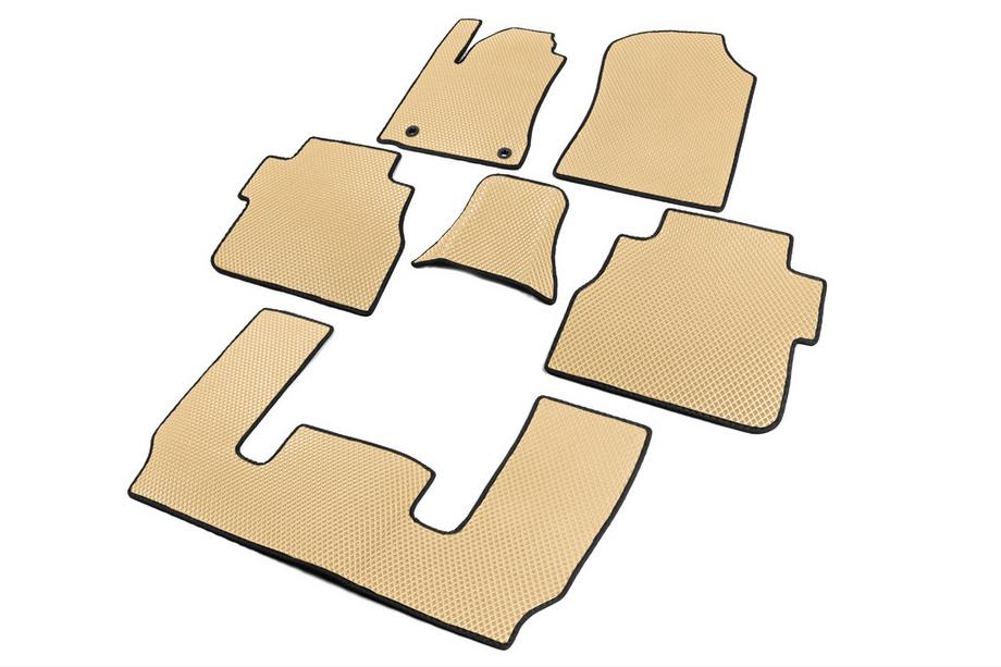 Toyota Sequoia 2007–2022 EVA bilmattor för kupén, 3 rader (beige) Mittenrad – genomgång Foto 2
