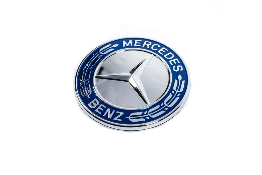 Mercedes-Benz Täckplugg istället för emblem på motorhuv Mercedes (blå och krom, 57 mm) Foto 1