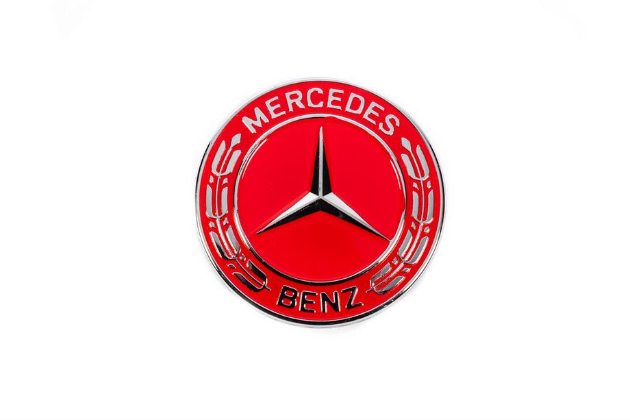 Mercedes-Benz Täckplugg istället för emblem på motorhuv Mercedes (röd, 57 mm) Foto 1