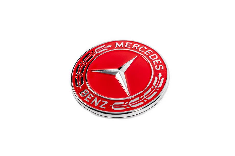 Mercedes-Benz Täckplugg istället för emblem på motorhuv Mercedes (röd, 57 mm) Foto 2