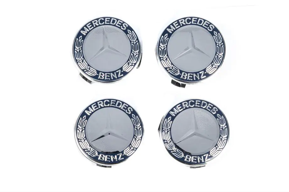 Mercedes-Benz Centrumkåpor till fälgar 71/75 mm utan ring (4 st, blå V1) Foto 2