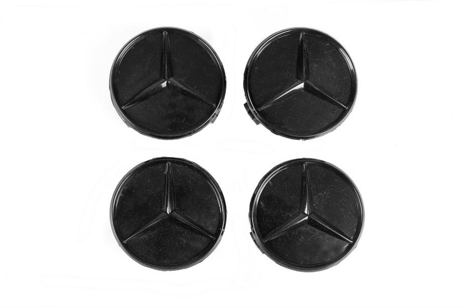 Mercedes-Benz Navkåpor 71/74 mm utan ring (4 st, svart blank) Foto 2
