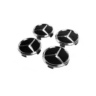 Fälgcentrumkåpor 71/74 mm utan ring (4 st, svarta med kromad logotyp) foto 1