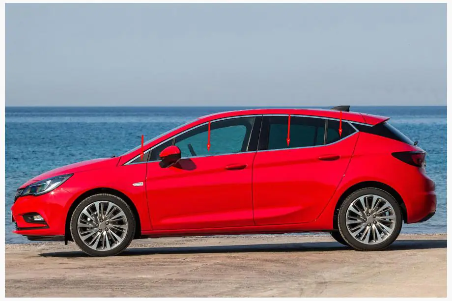 Opel Astra K 2016–2021 Fönsterlister (HB) (8 st, rostfritt stål) Image