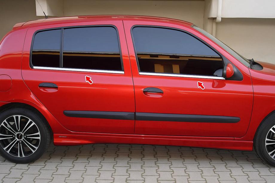 Renault Clio II 1998–2005 Yttre fönsterlister (HB, 4 st, rostfritt) Foto 1
