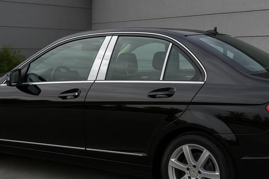 Mercedes C-klass W204 2007–2015 Dörrstolpslister (6 st, rostfritt stål) Image