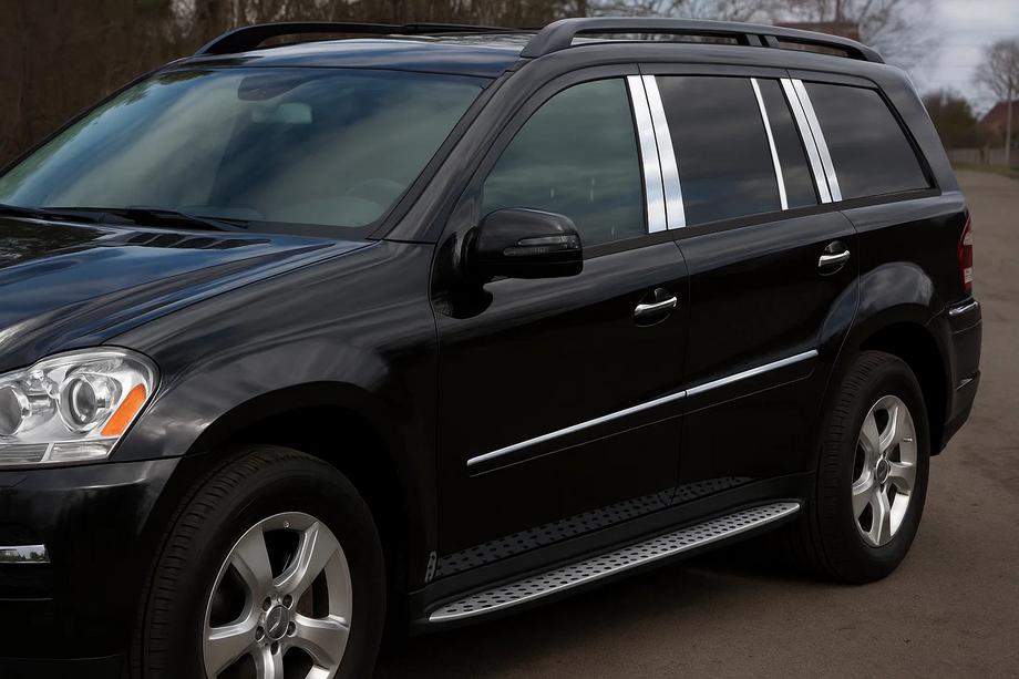 Mercedes GL class X164 2006–2012 Kromade dörrstolpslister (10 st, rostfritt stål) Image