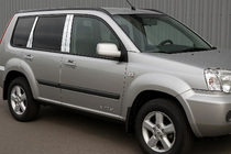 Nissan X-trail T30 2002–2007 Kromade dörrstolpskåpor (8 st, rostfritt stål) foto 1