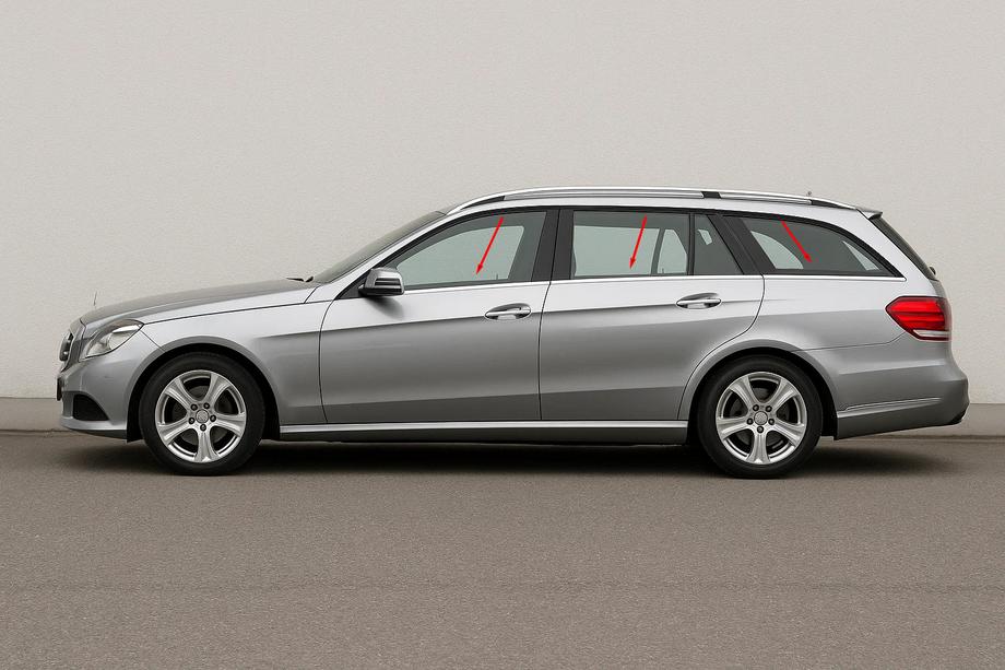 Mercedes E-class W212 2009–2016 Kromade fönsterlister (SW) (6 st, rostfritt stål) Image
