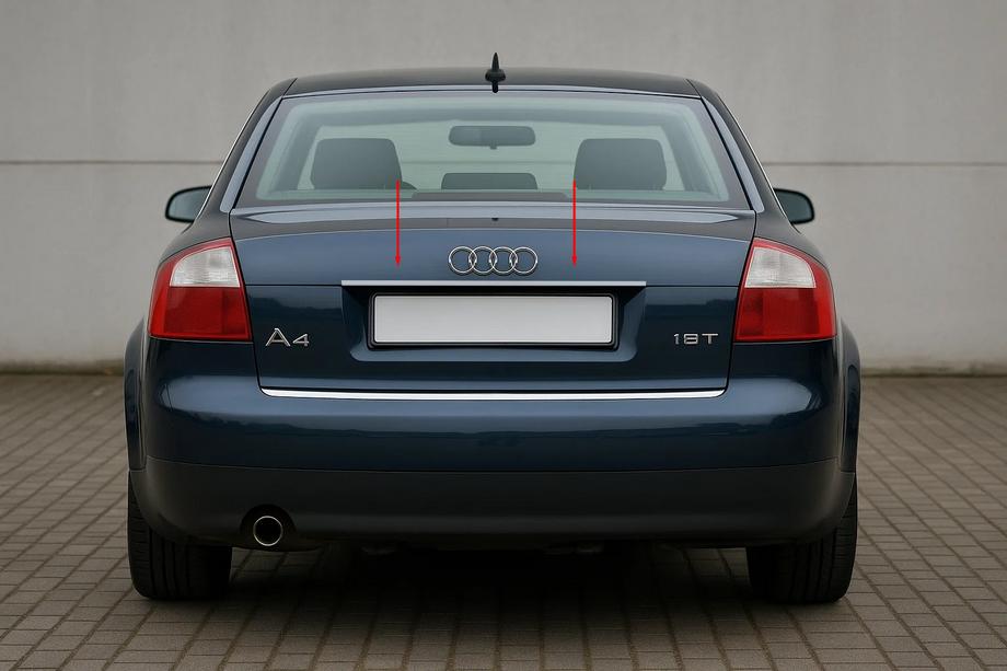Audi A4 B6 2000–2004 Dekorlist ovanför registreringsskylt (Carmos, rostfritt) V-2 Image