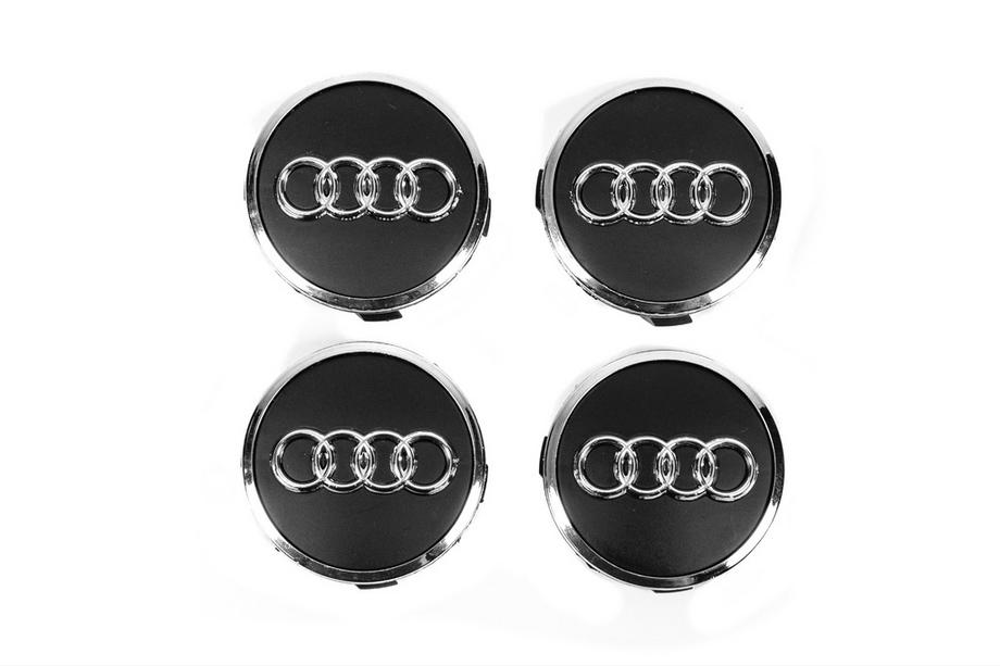 Audi Fälgcentrumkåpor 57/61 mm med ring (4 st, svarta) Image