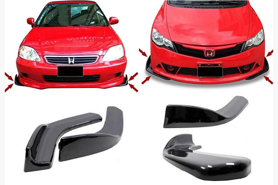 Universell frontläppspoiler DPT V-1 (ABS) (2 st) (blank svart) Foto 1