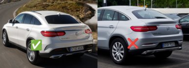 Mercedes GLE Coupé C292 2015–2019 Bakre diffuser med avgasändrör, svart (GLE63-design) foto 2