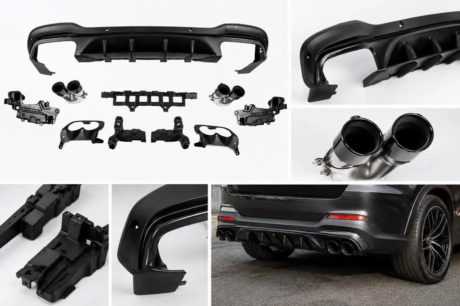Mercedes GLC X253 2015–2022 Bakre diffuser med avgasändrör (AMG43-design) Foto 1