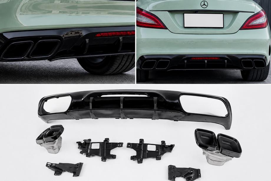 Mercedes CLS C218 2011–2018 Bakre diffuser med avgasutblås Black (2015-2018, GT63 Design) Image