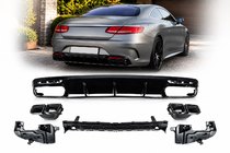 Mercedes S-class C217 Coupé 2014–2020 Bakre diffuser med avgasändrör Black (2018-2020) foto 1