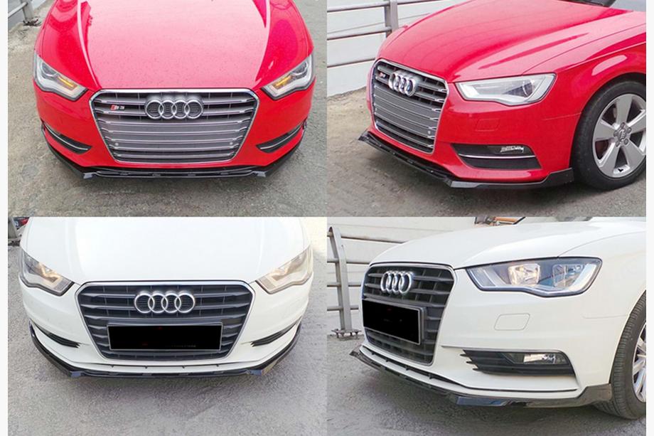 Audi A3 2012–2020 Främre frontlip-splitter DPT V-3 (Sedan/HB, blanksvart) Image