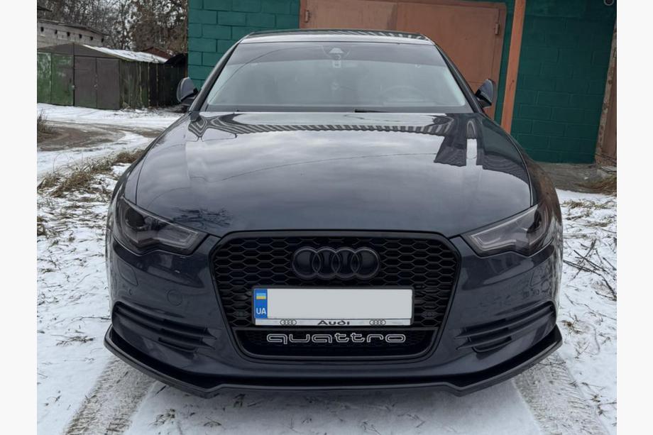 Audi A6 C7 2011–2017 Främre lipspoiler DPT V-2 (för S-Line, 2011-2015) (blank svart) Image