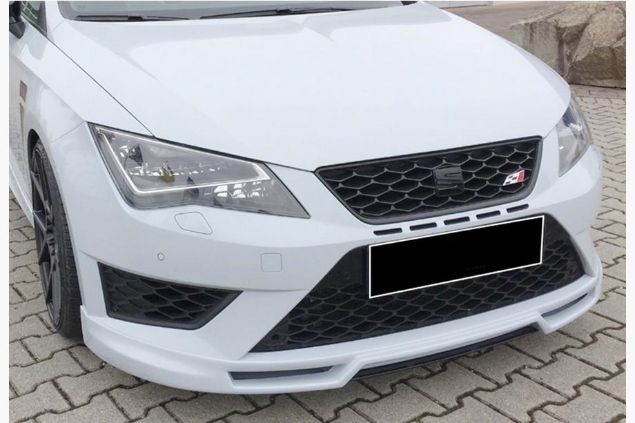 Seat Leon 2013–2020 Frontlip spoiler DPT V-5 (2017-2020, svart högglans) Image