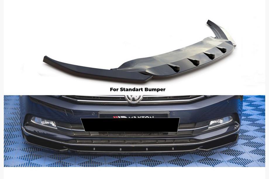 Volkswagen Passat B8 2015–2023 Främre läppspoiler DPT V-1 (2015-2019 EU, svart högglans) Image