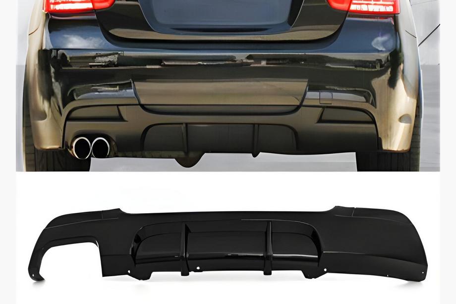 BMW 3-serie E90/E91 2005–2011 Bakre diffuser DPT V-2 (för E90 M-Sport, blanksvart) Image