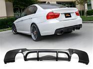 BMW 3-serie E90/E91 2005–2011 Bakre diffuser DPT V-4 (för E90 M-Sport, blanksvart) foto 1