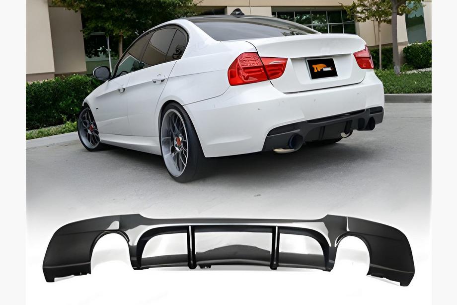 BMW 3-serie E90/E91 2005–2011 Bakre diffuser DPT V-4 (för E90 M-Sport, blanksvart) Image