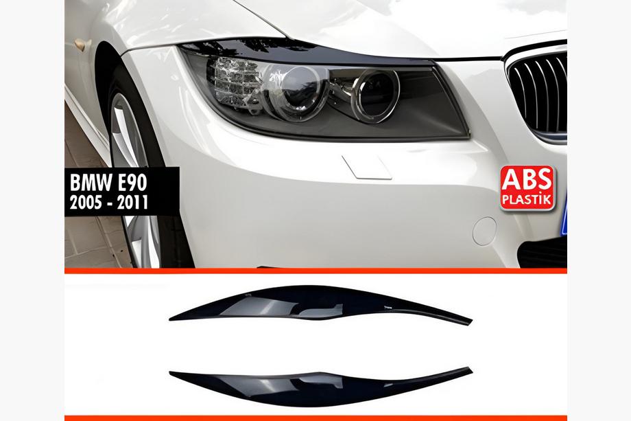 BMW 3-serie E90/E91 2005–2011 DPT strålkastarögonlock (2 st, svart högblank) Image