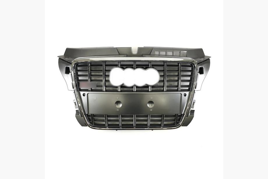 Audi A3 2003–2012 Frontgrill S-style (2008-2012, grå med krom) Image