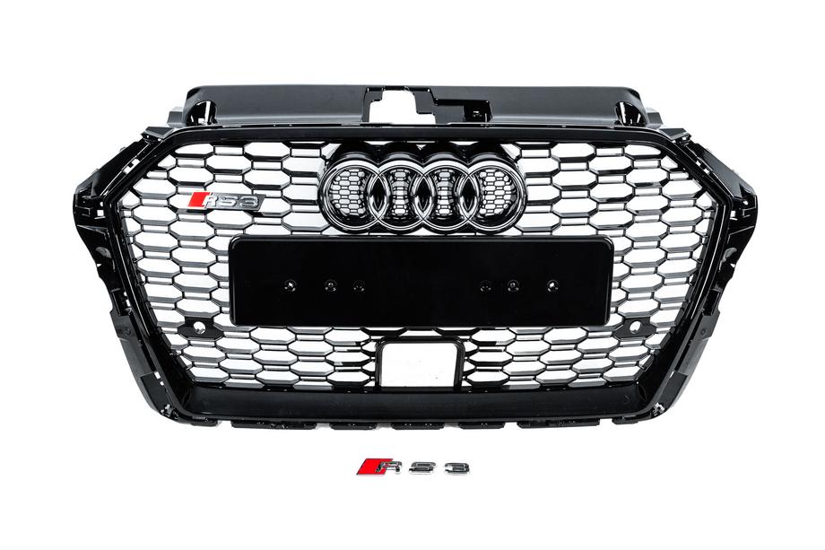 Audi A3 2012–2020 RS-style frontgrill (2016-2020, svart/grå) Image