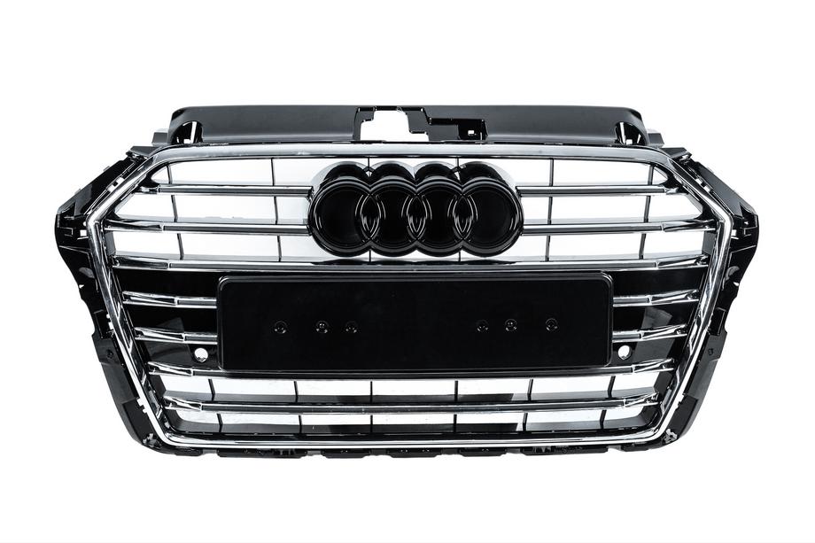 Audi A3 2012–2020 Frontgrill S-style (2016-2020, svart med krom) Image