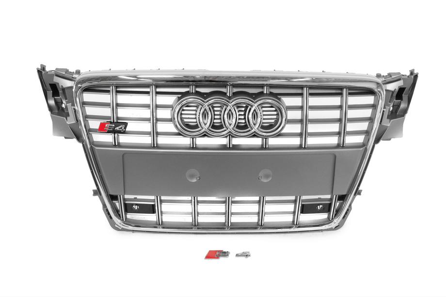 Audi A4 B8 2007–2015 Frontgrill i RS-stil (2007-2011, grå med krom) Image