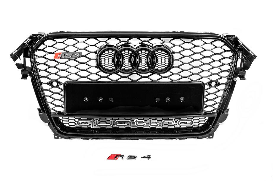 Audi A4 B8 2007–2015 Främre svart grill i RS-stil med Quattro-emblem (2012-2015) Image