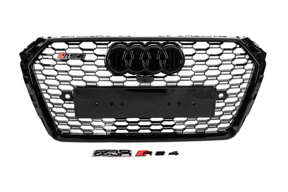 Audi A4 B9 2015–2024 Främre grill i RS-stil med Quattro-tekst (2015-2019, svart) Image