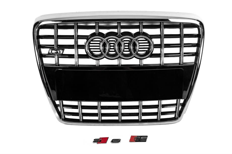Audi A6 C6 2004–2011 Främre grill S-style (svart med krom) Foto 3