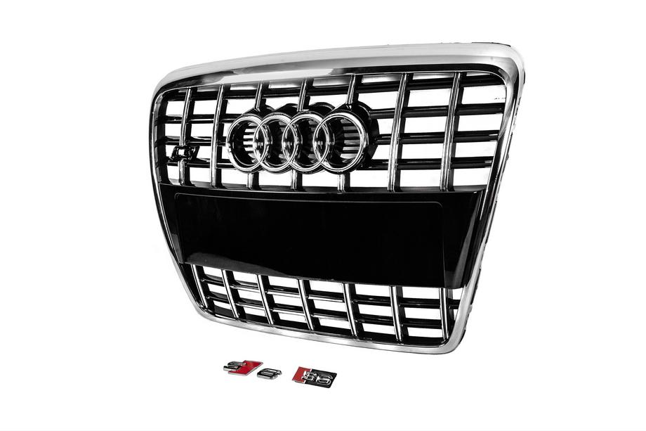 Audi A6 C6 2004–2011 Främre grill S-style (svart med krom) Foto 2