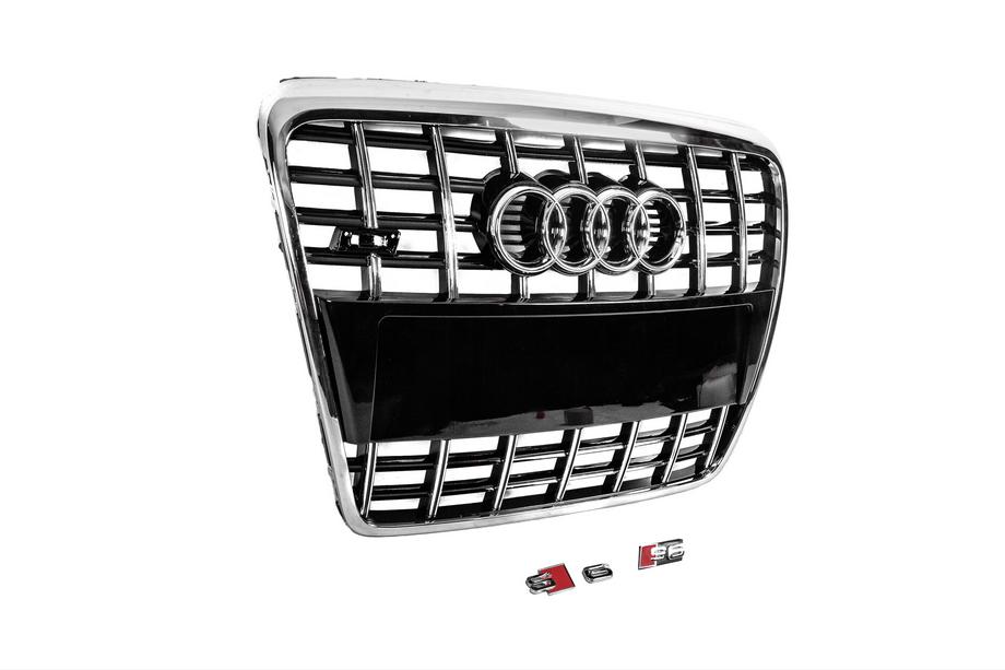 Audi A6 C6 2004–2011 Främre grill S-style (svart med krom) Foto 4
