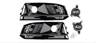 Audi A4 B9 2015–2024 Dimljusgaller med dimljus RS-Style (2015-2019, 2 st, svart) foto 1