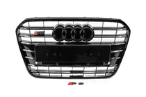 Audi A6 C7 2011–2017 Svart frontgrill med svart ram S-style (2011-2014) foto 1
